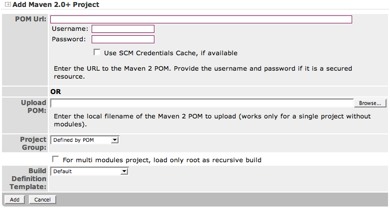 Add a maven2 project