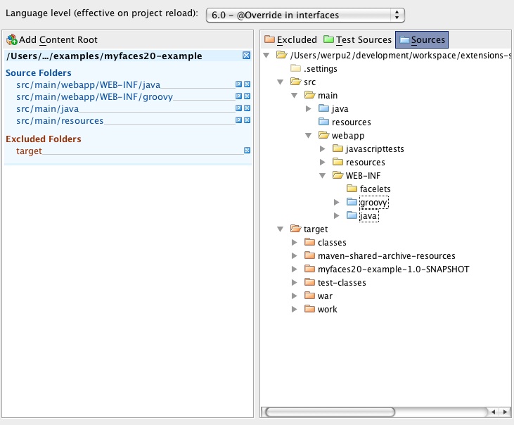 setting the sourcepath from Intellij